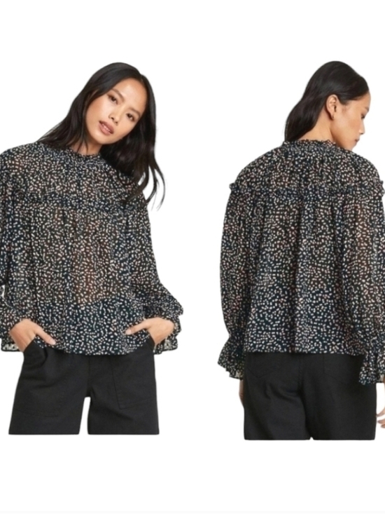 Who What Wear Tops - Who What Wear Printed Balloon Long Sleeve Blouse Sz S